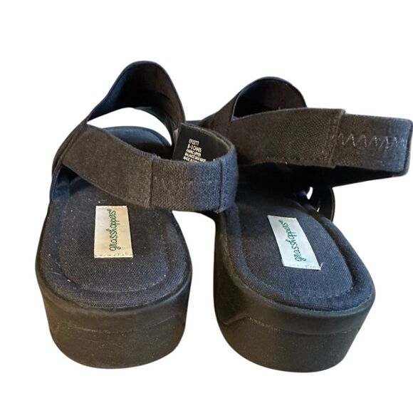 Women’s Grasshoppers Amelia Navy Canvas Wedge 1.5" Heel Sling backs. Size 10M - Picture 4 of 8